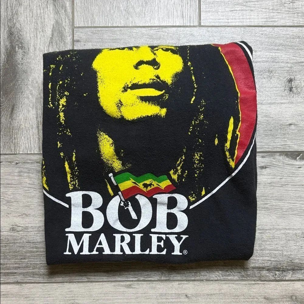 Zion Rootswear Bob Marley Graphic Tee - Black, Yellow, Red, Green